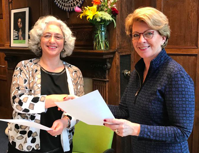 Farah Karimi and Marie Haga sign letter of intent to collaborate on conserving diversity by use